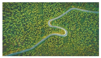 绿阴丛中的茅山盘山公路。 徐开仑摄