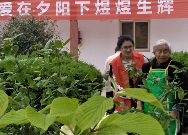 志愿者在敬老院开展志愿服务