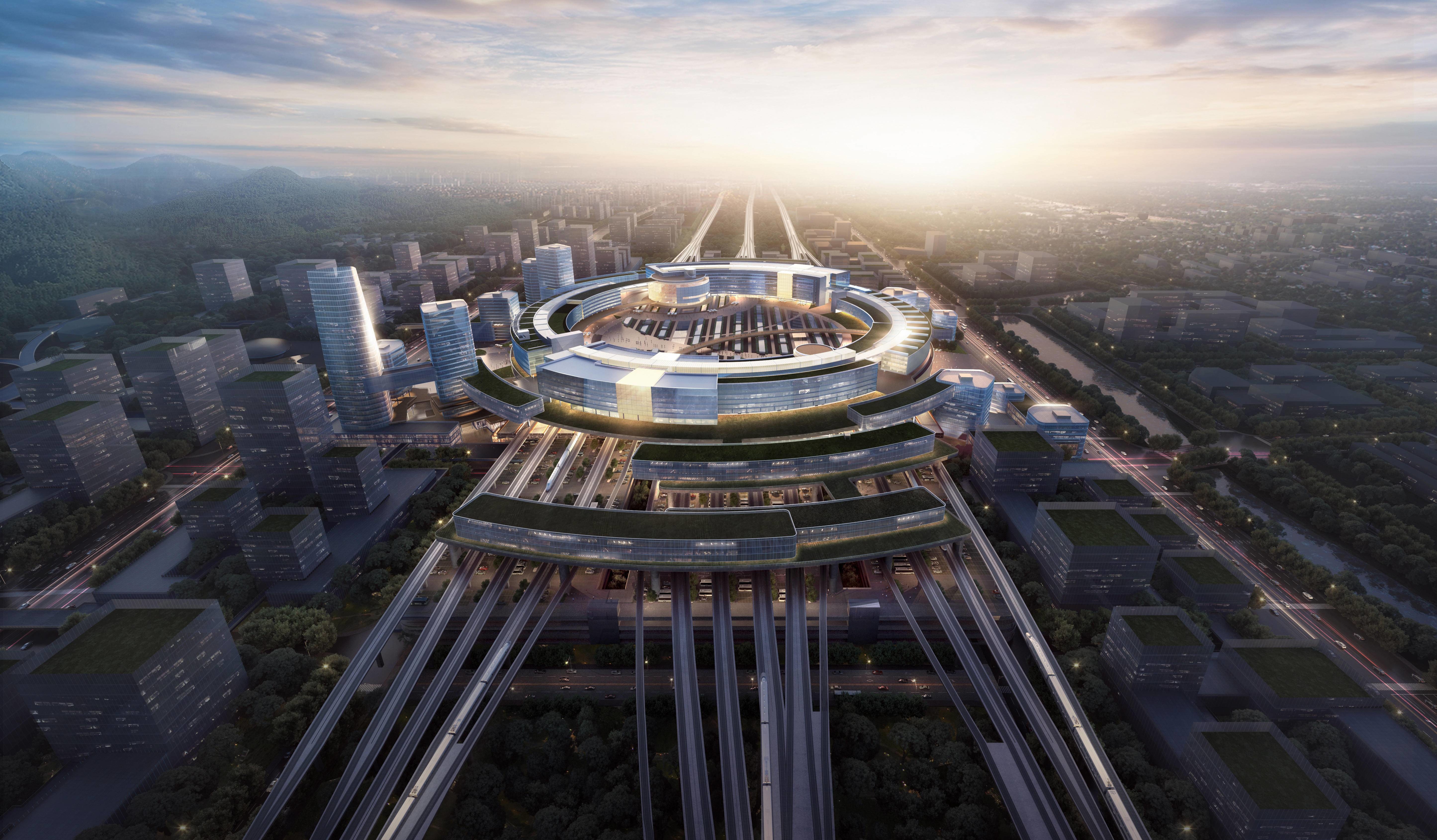 高铁南京北站效果图。南京市规划和自然资源局供图