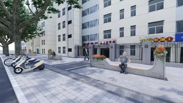 博爱路道板、非机动车停放区效果图